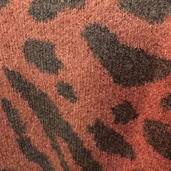 Ava & Viv Brown and Black Crew Neck Animal Print Sweater - Picture 7 of 13